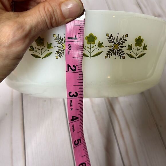 Anchor Hocking Fire King Casserole Baker Dish White Green Floral - Picture 7 of 7